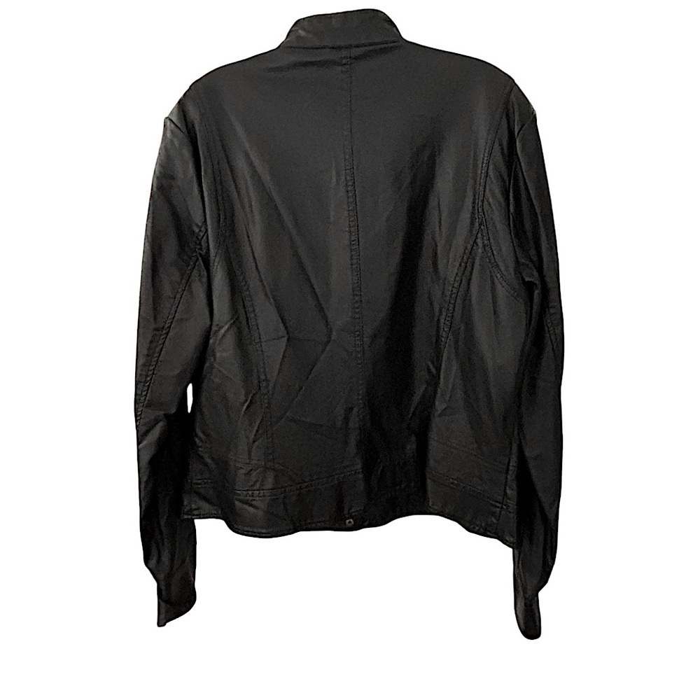 Vintage Vegan Leather Black Moto‎ Jacket Full Zip Size XL - Picture 3 of 6
